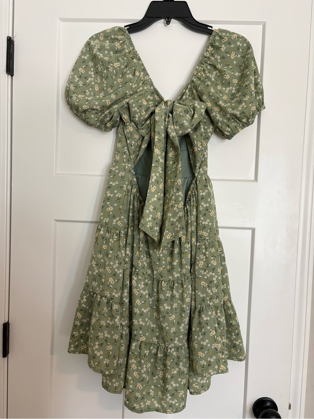 Altar’d State Sage Green Floral Tiered Midi Dress - Picture 2 of 7